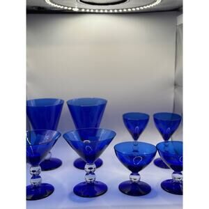 Bryce Cobalt Blue Footed Glasses Set of 16
